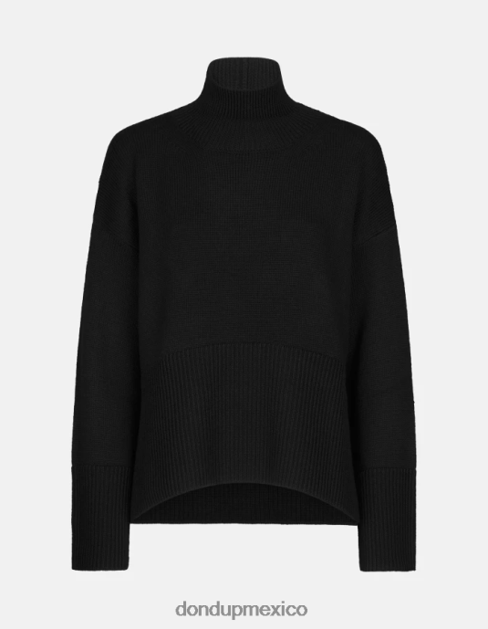 negro DONDUP mujer suéter oversize de lana con cuello tipo polo vestir D0VXD295
