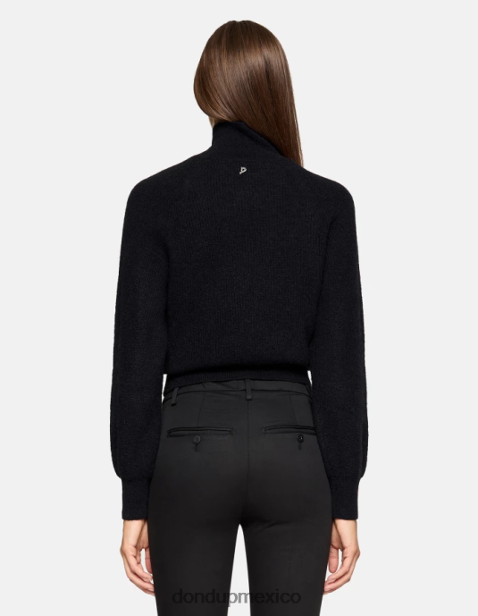 negro DONDUP mujer suéter regular fit de mohair con cuello tipo polo vestir D0VXD303