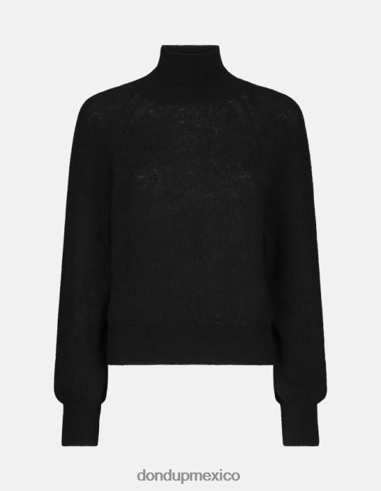 negro DONDUP mujer suéter regular fit de mohair con cuello tipo polo vestir D0VXD303
