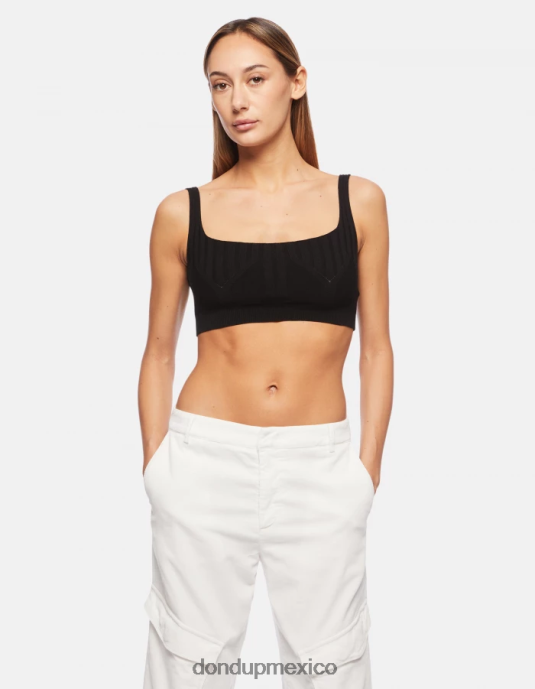 negro DONDUP mujer top corto de viscosa vestir D0VXD316