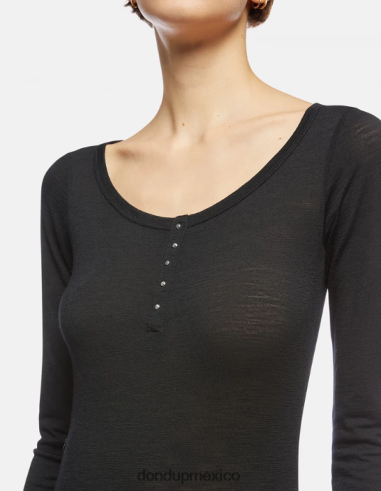 negro DONDUP mujer top henley de lana slim fit vestir D0VXD432