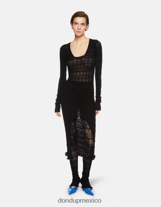 negro DONDUP mujer vestido ajustado de encaje vestir D0VXD284