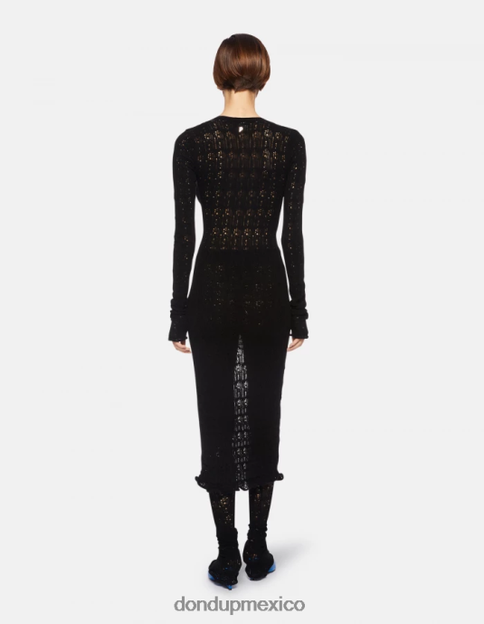 negro DONDUP mujer vestido ajustado de encaje vestir D0VXD284