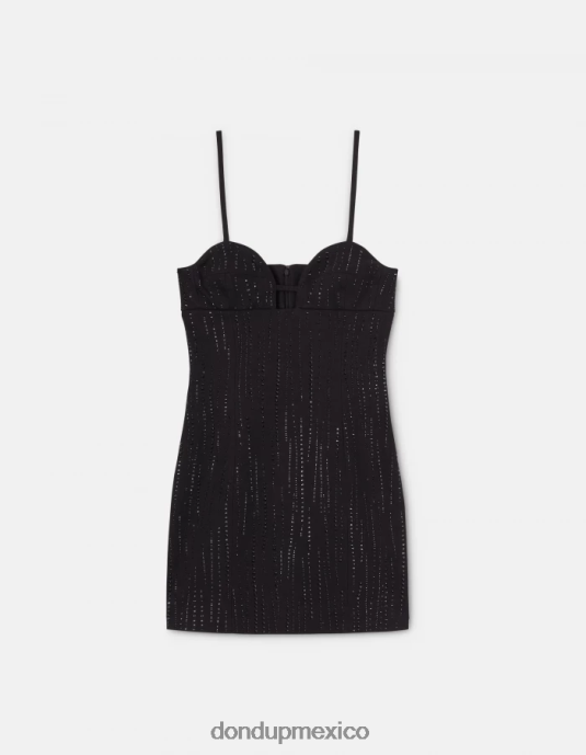 negro DONDUP mujer vestido corto de mezclilla vestir D0VXD293