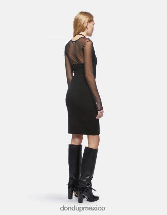 negro DONDUP mujer vestido corto de tul y viscosa vestir D0VXD278