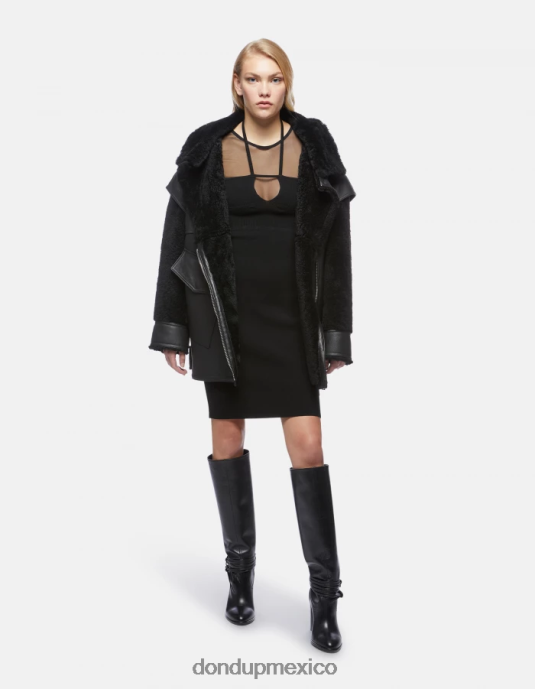 negro DONDUP mujer vestido corto de tul y viscosa vestir D0VXD278
