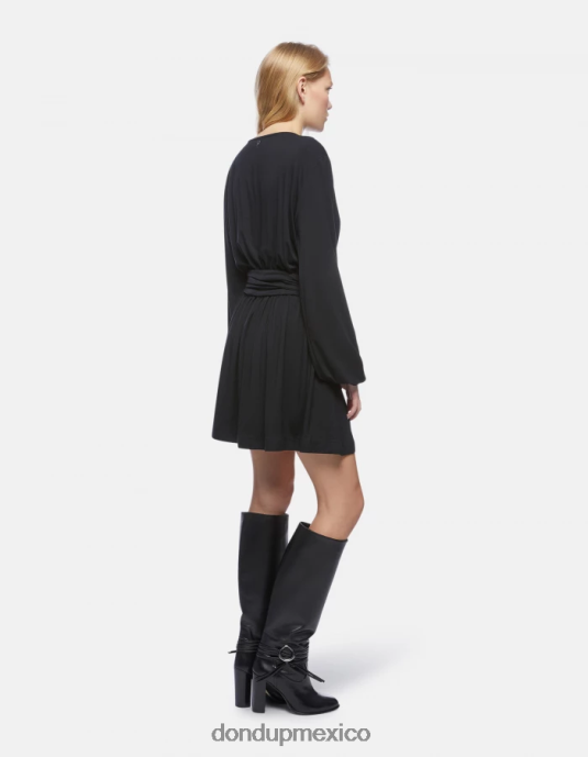 negro DONDUP mujer vestido corto de viscosa vestir D0VXD277