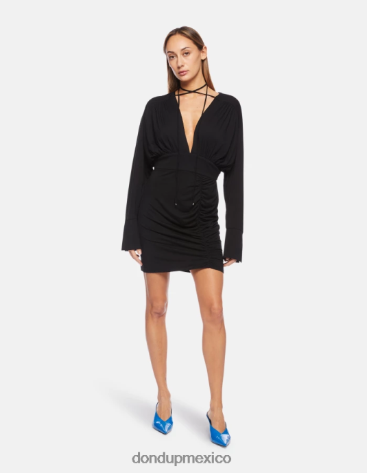 negro DONDUP mujer vestido corto de viscosa vestir D0VXD282