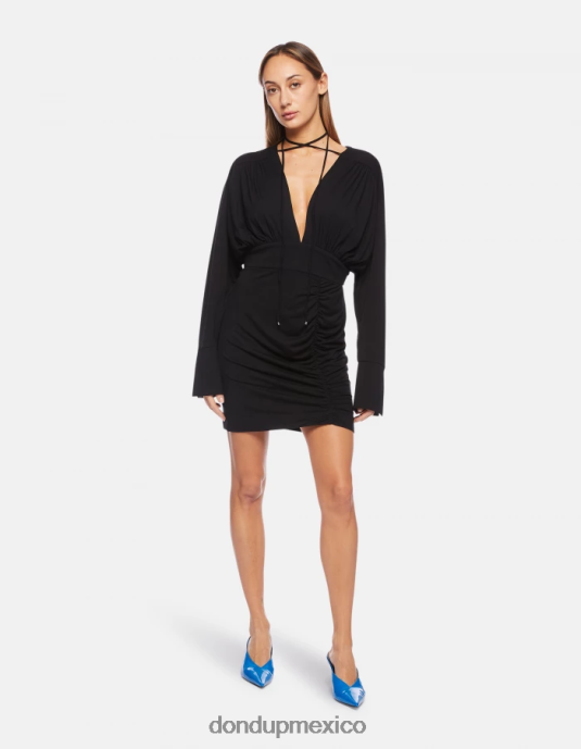 negro DONDUP mujer vestido corto de viscosa vestir D0VXD282