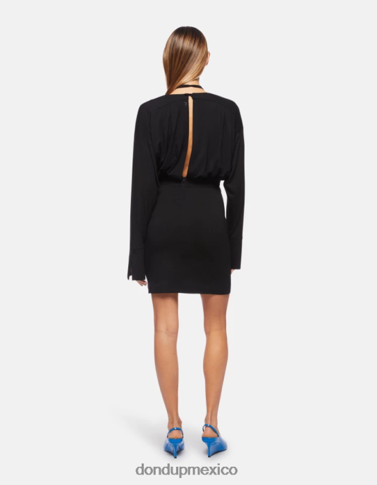 negro DONDUP mujer vestido corto de viscosa vestir D0VXD282