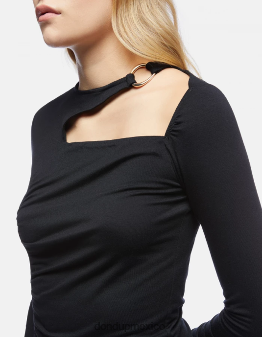 negro DONDUP mujer vestido largo de viscosa vestir D0VXD274