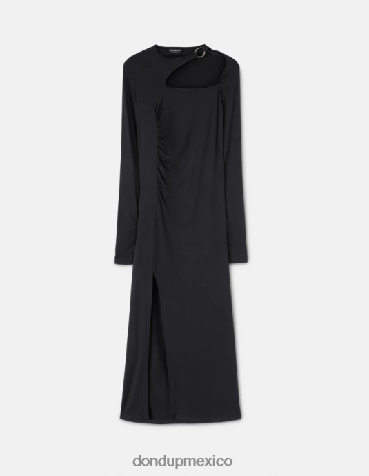 negro DONDUP mujer vestido largo de viscosa vestir D0VXD274