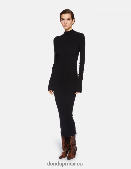 negro DONDUP mujer vestido largo de viscosa vestir D0VXD283