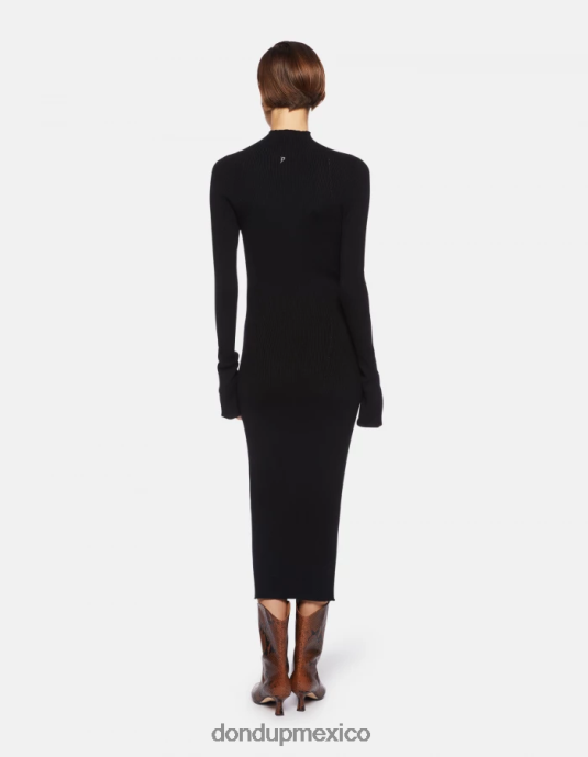 negro DONDUP mujer vestido largo de viscosa vestir D0VXD283