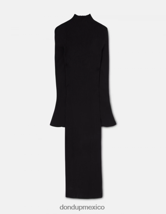 negro DONDUP mujer vestido largo de viscosa vestir D0VXD283