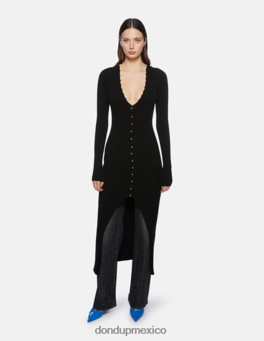 negro DONDUP mujer vestido largo de viscosa vestir D0VXD286