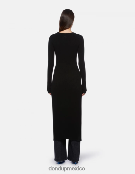 negro DONDUP mujer vestido largo de viscosa vestir D0VXD286
