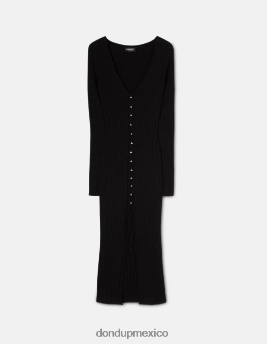negro DONDUP mujer vestido largo de viscosa vestir D0VXD286