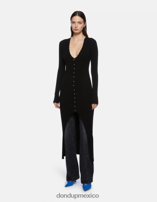 negro DONDUP mujer vestido largo de viscosa vestir D0VXD286