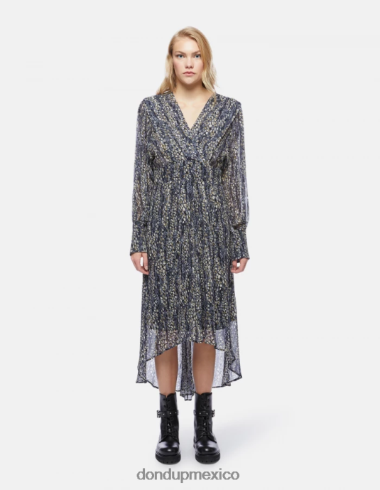 negro DONDUP mujer vestido largo georgette vestir D0VXD290