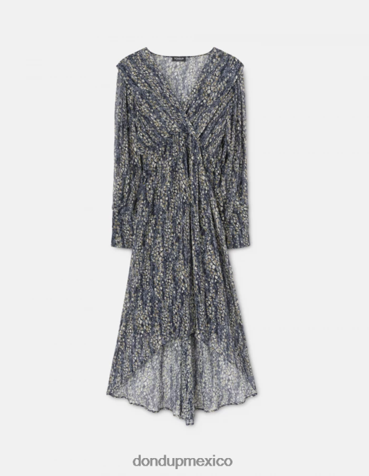 negro DONDUP mujer vestido largo georgette vestir D0VXD290