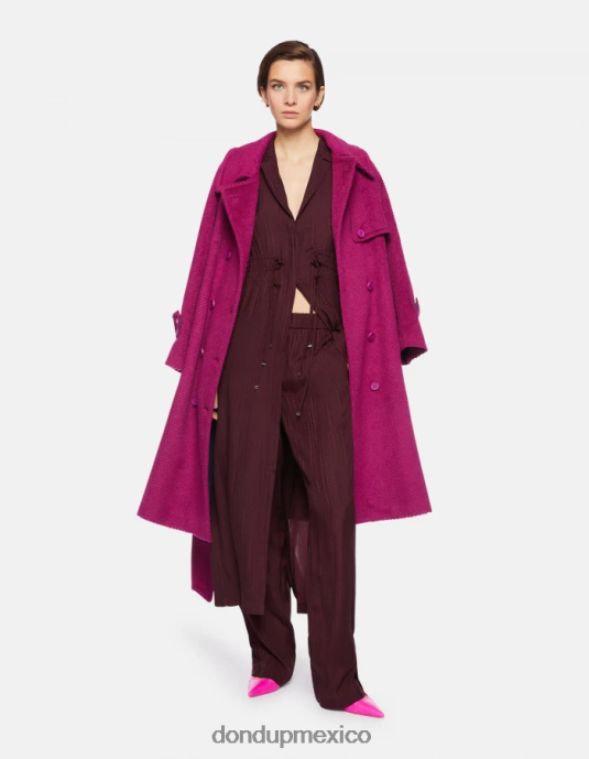prugna DONDUP mujer pantalones estilo pijama Grace en mezcla de seda vestir D0VXD211