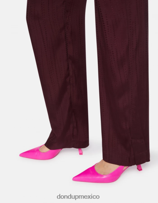 prugna DONDUP mujer pantalones estilo pijama Grace en mezcla de seda vestir D0VXD211