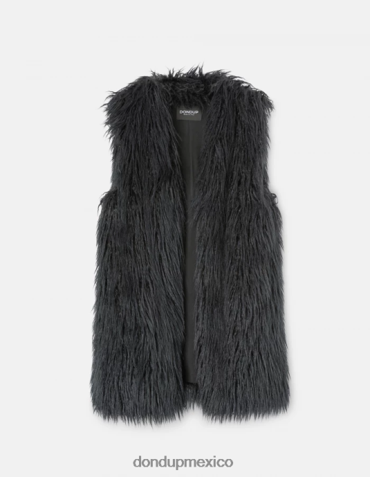 tuareg azul DONDUP mujer Chaleco regular fit de piel ecológica de Mongolia vestir D0VXD358