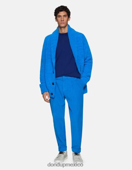 turquesa DONDUP hombres pantalones oscar carrot-fit de terciopelo vestir D0VXD737