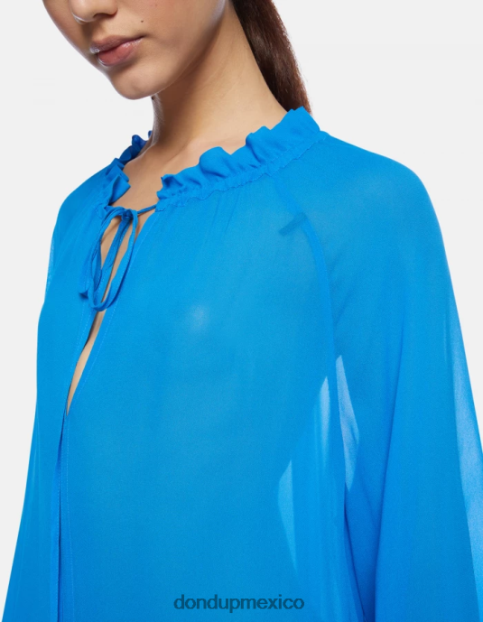 turquesa DONDUP mujer camisa regular fit de georgette vestir D0VXD261