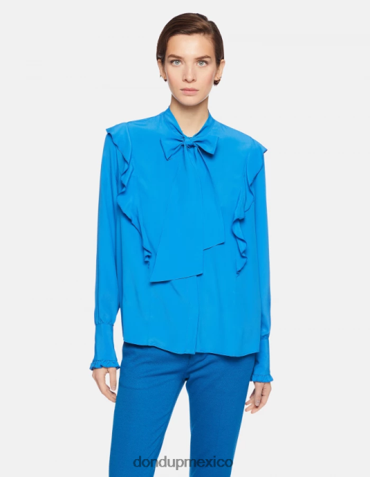 turquesa DONDUP mujer camisa regular fit en mezcla de seda vestir D0VXD262