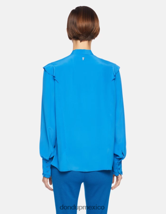 turquesa DONDUP mujer camisa regular fit en mezcla de seda vestir D0VXD262
