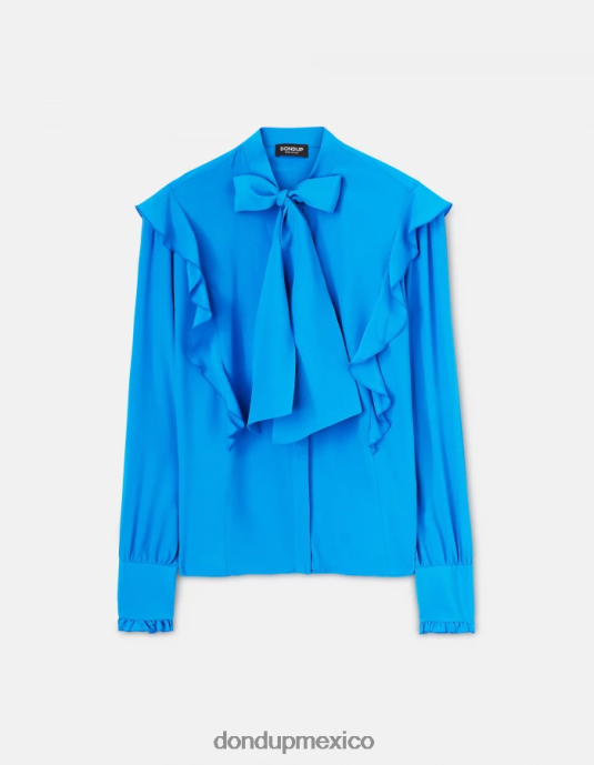 turquesa DONDUP mujer camisa regular fit en mezcla de seda vestir D0VXD262
