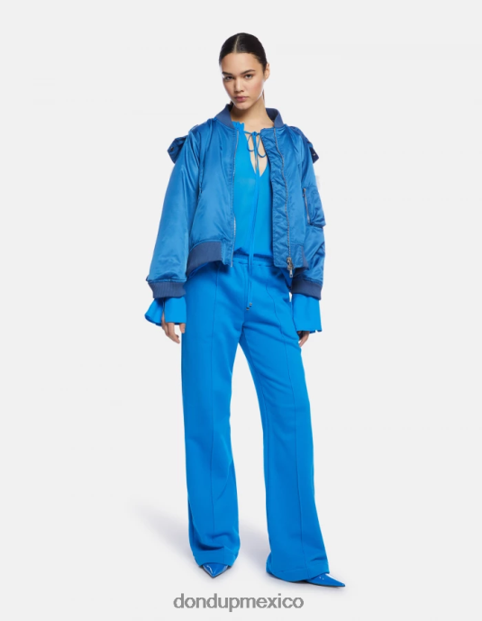 turquesa DONDUP mujer pantalones anchos de lana vestir D0VXD171