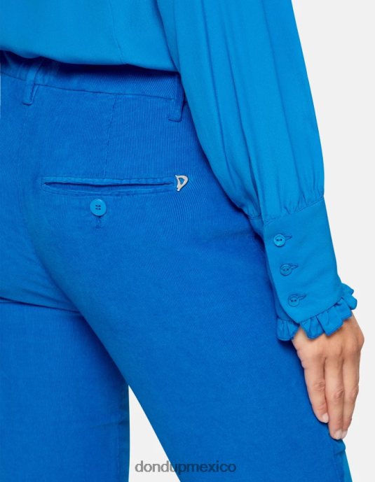 turquesa DONDUP mujer pantalones de terciopelo perfectos y ajustados vestir D0VXD155