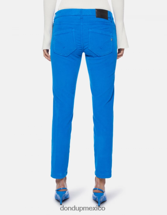 turquesa DONDUP mujer pantalones monroe ajustados de terciopelo vestir D0VXD14