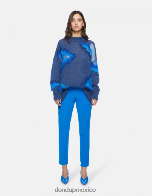 turquesa DONDUP mujer pantalones monroe ajustados de terciopelo vestir D0VXD14