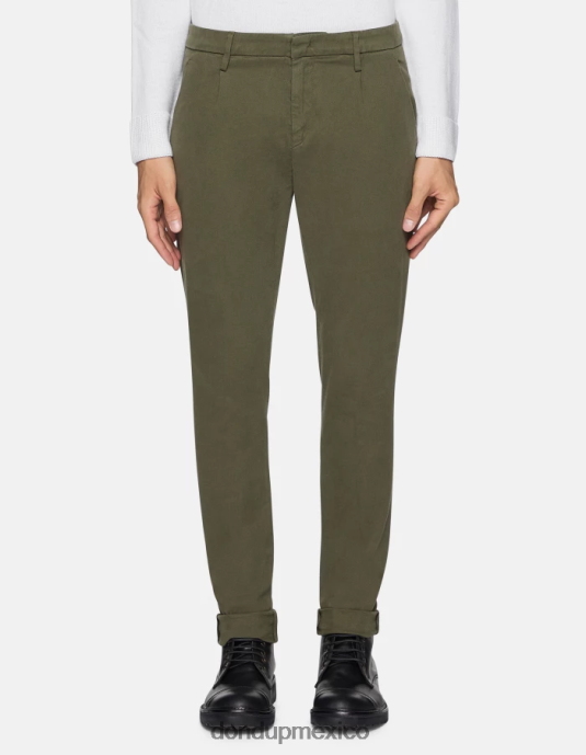 verde salvia DONDUP hombres pantalones gaubert slim fit de algodón con pinzas vestir D0VXD723