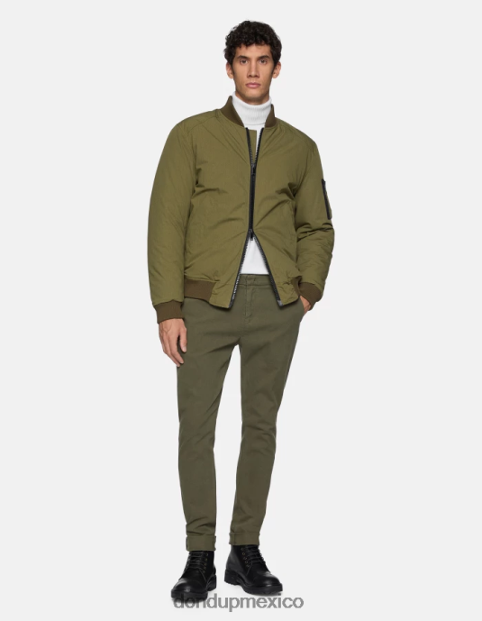 verde salvia DONDUP hombres pantalones gaubert slim fit de algodón con pinzas vestir D0VXD723