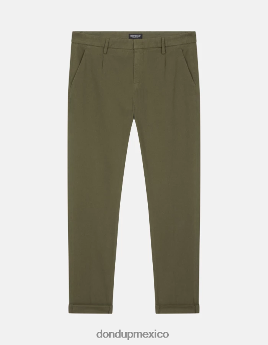 verde salvia DONDUP hombres pantalones gaubert slim fit de algodón con pinzas vestir D0VXD723