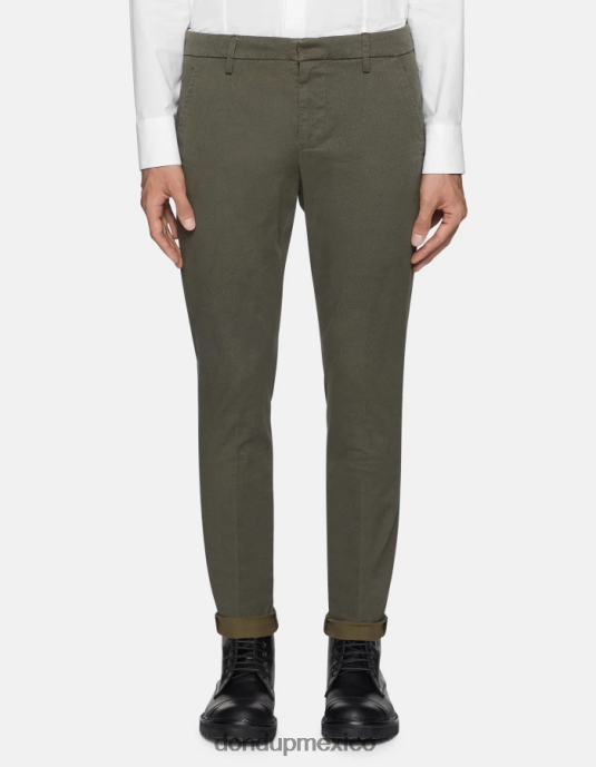 verde salvia DONDUP hombres pantalones gaubert slim fit de algodón estampado vestir D0VXD781
