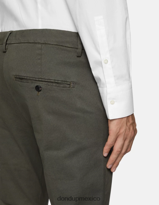 verde salvia DONDUP hombres pantalones gaubert slim fit de algodón estampado vestir D0VXD781