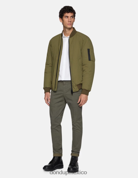 verde salvia DONDUP hombres pantalones gaubert slim fit de algodón estampado vestir D0VXD781