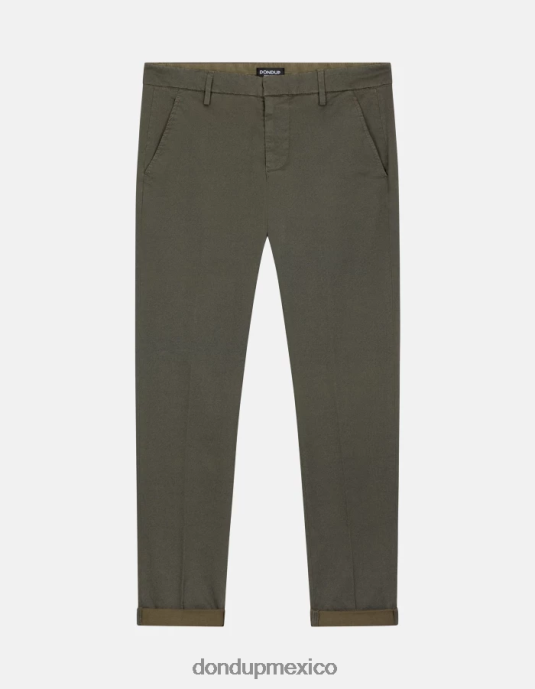 verde salvia DONDUP hombres pantalones gaubert slim fit de algodón estampado vestir D0VXD781